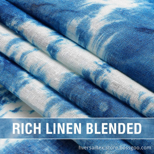 Manual Tie Dye Linen Semi Sheer Blue Curtains